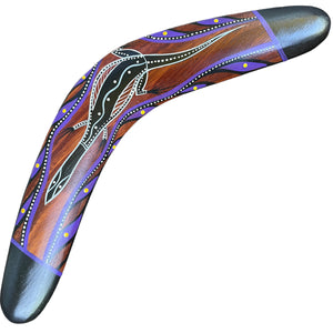 Painted Hunting Boomerang - John Rotumah - Goanna - 32cm