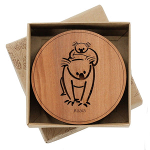 6 Round Wooden Australian Made Animal Coasters, with different wood types available