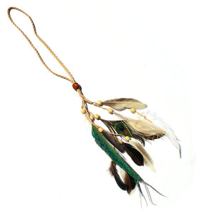 Feather Headband/Necklace Cream cord