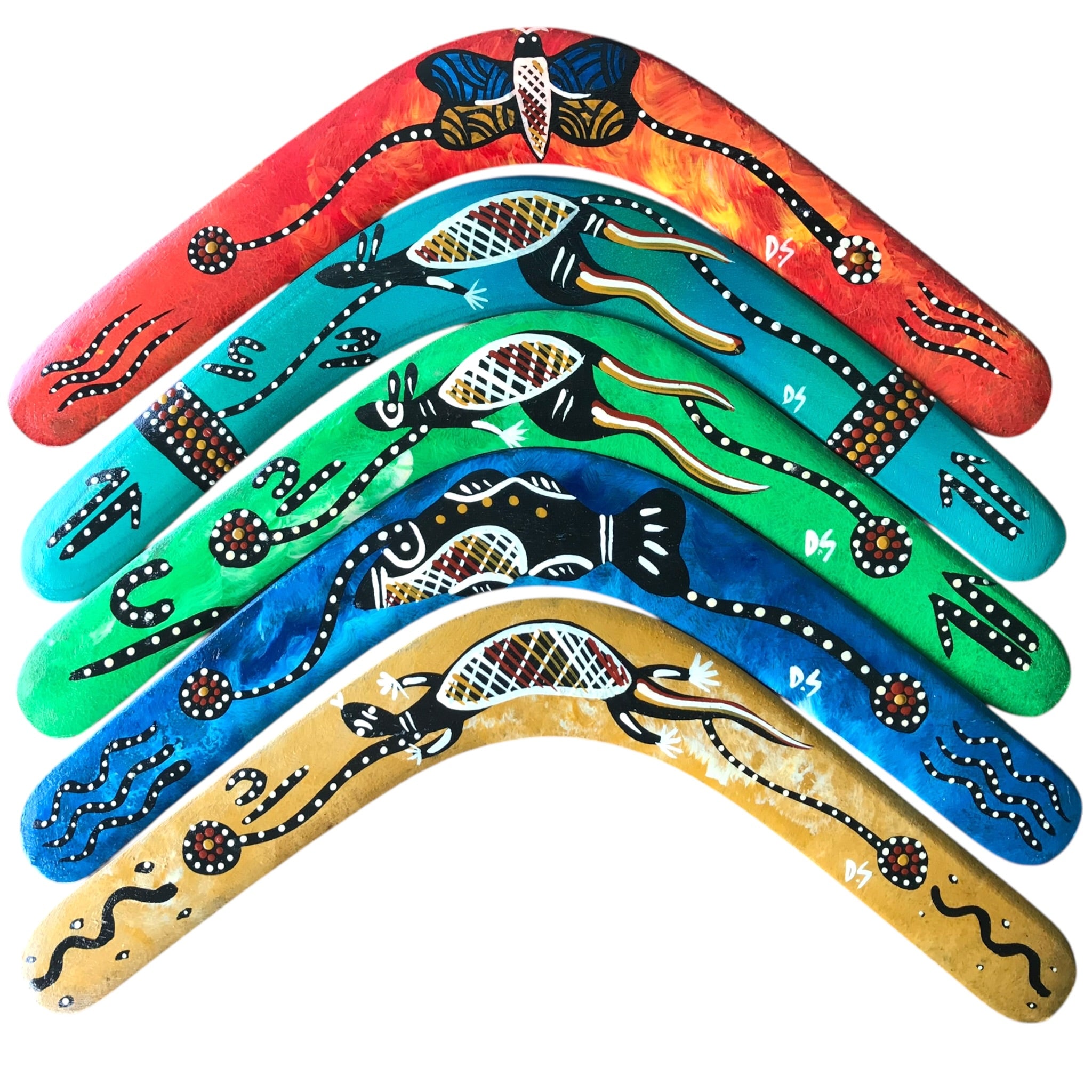 Billabong Series - 100% Aboriginal Made Returning Boomerang by Joshua Skeen