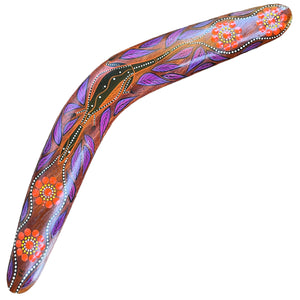 Painted Hunting Boomerang - John Rotumah - Namahl (Goannas)- 44cm