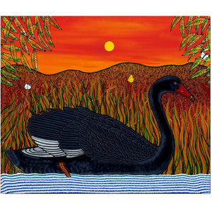 Greeting Card - Black Swan by Oral Roberts