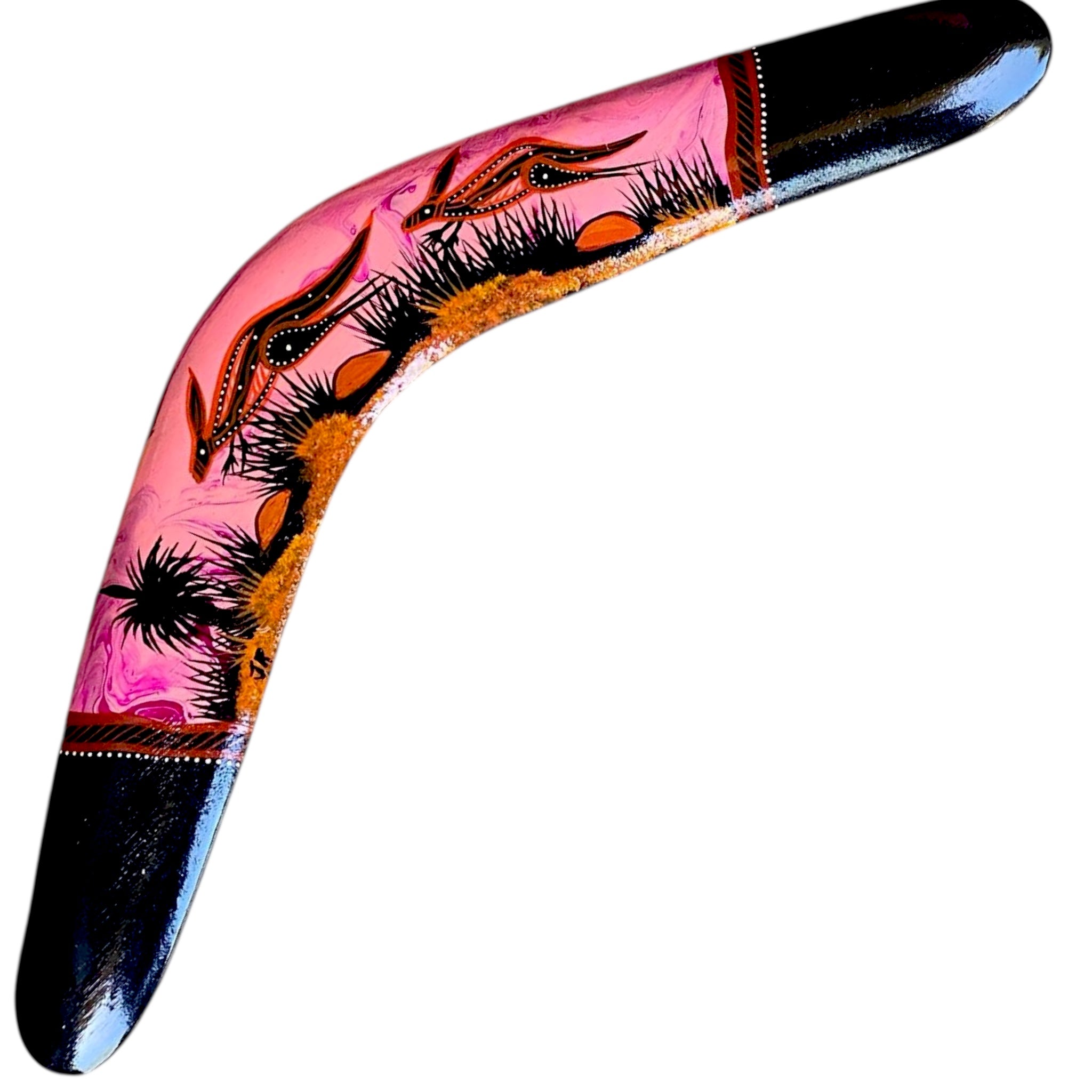 Painted Hunting Boomerang 47cm By John Rotumah