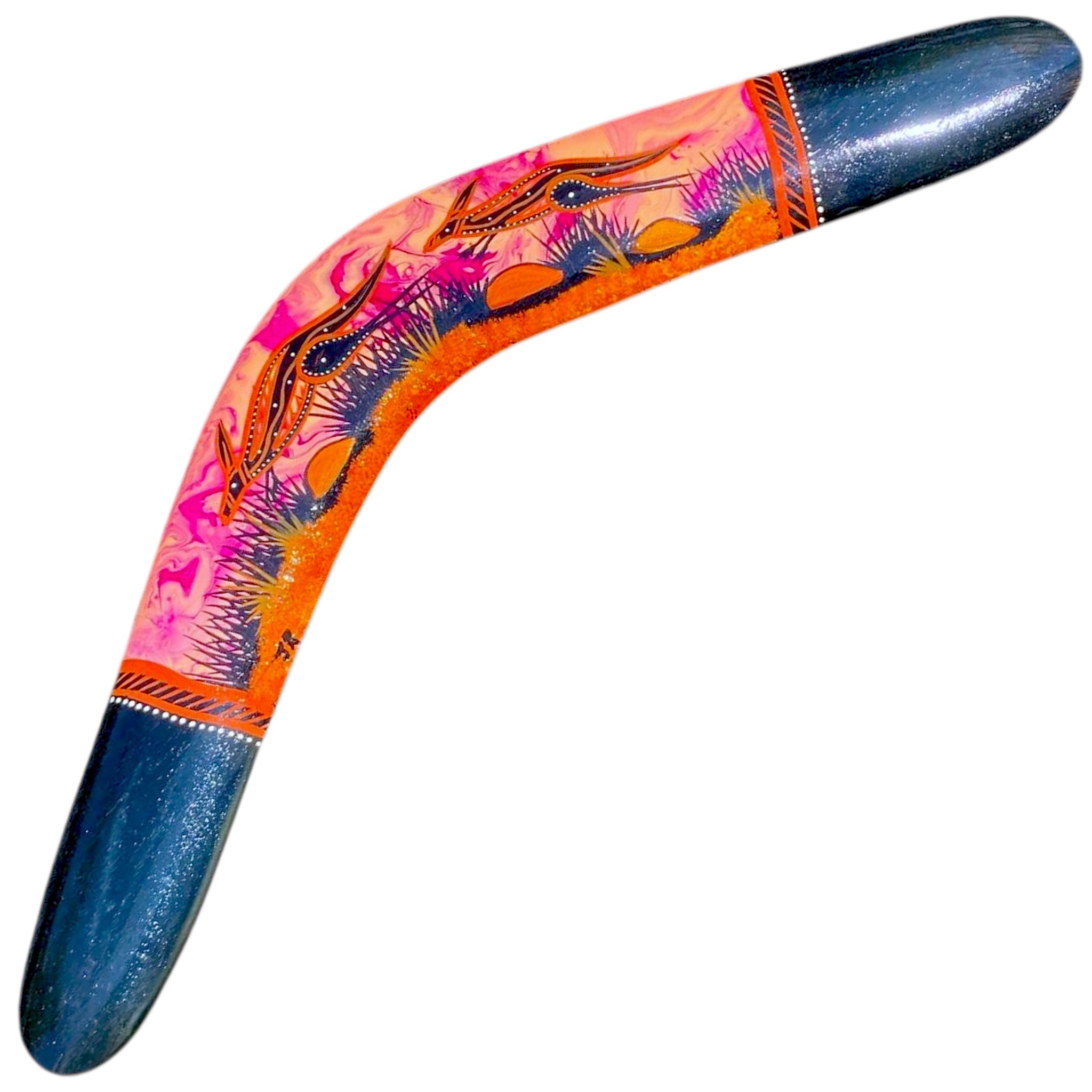 Painted Hunting Boomerang 47cm By John Rotumah