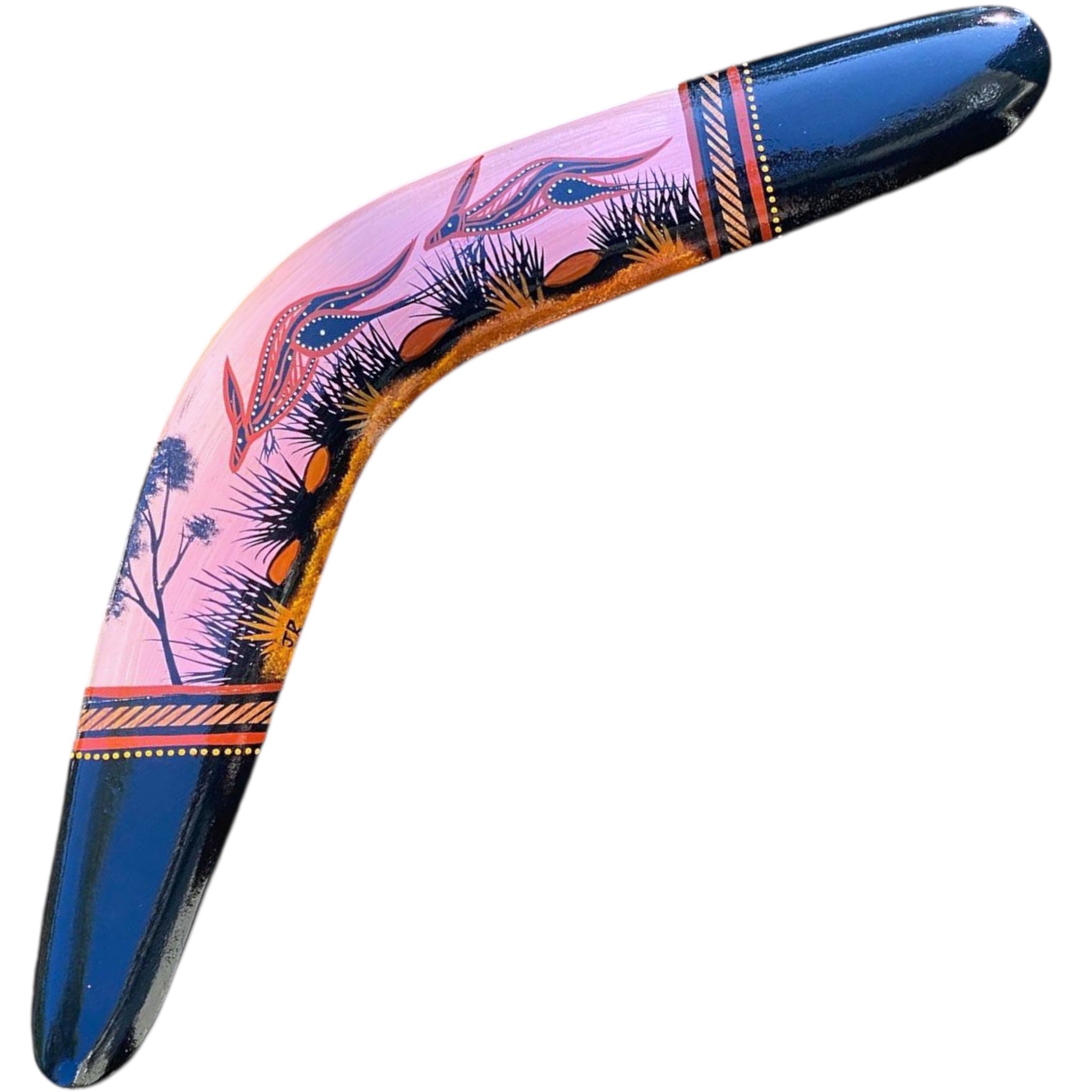 Painted Hunting Boomerang 47cm By John Rotumah