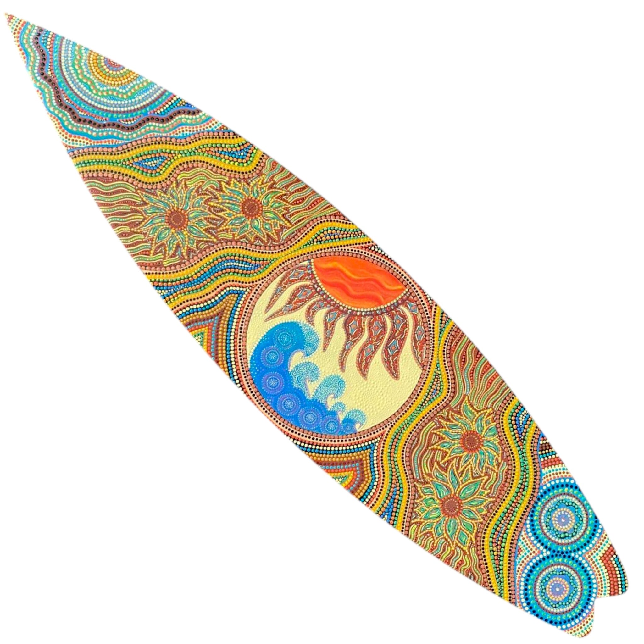 Painted Surfboard by Lisa Evans - Sunny Flowers Surf and Shine