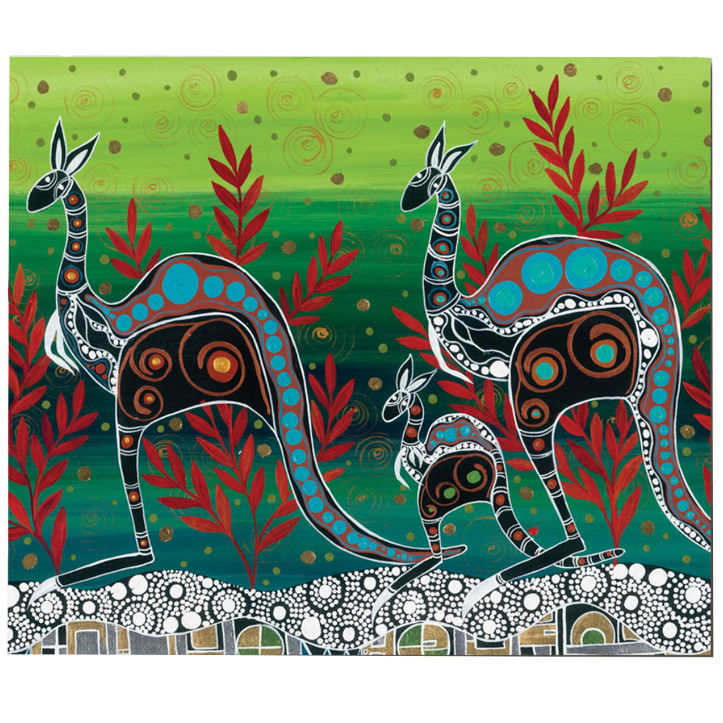 Greeting Card - Kangaroo Family by Melanie Hava