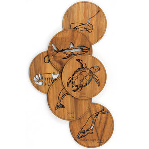6 Round Wooden Australian Made Marine Coasters with different wood types available
