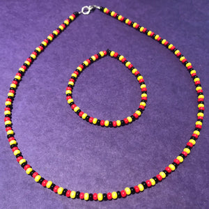 Aboriginal Flag Beaded Necklace and Bracelet set - Paulette Butterworth