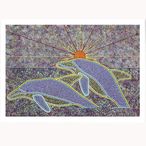 Medium Print - Dolphins at Sunrise by Oral Roberts        320 x 230 mm