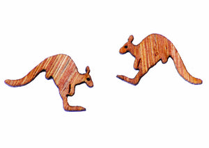 Buttonworks Wooden Kangaroo stud earrings