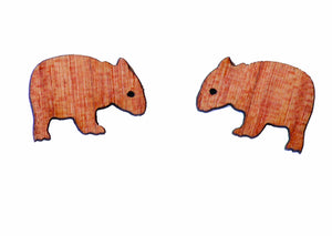 Buttonworks wooden Wombat stud earrings