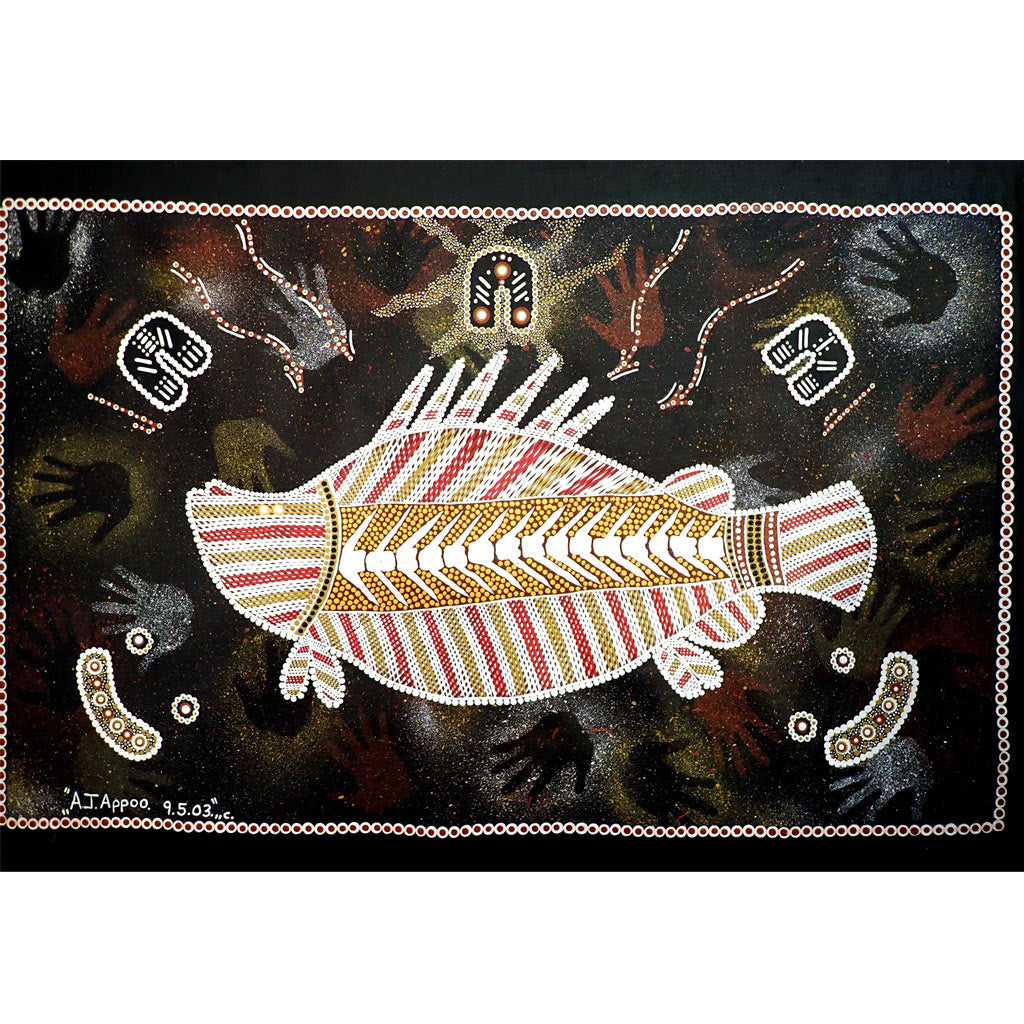 'Ponde, River Creator' Eastern Murray Cod by Ashley Appoo 50 x 80cm