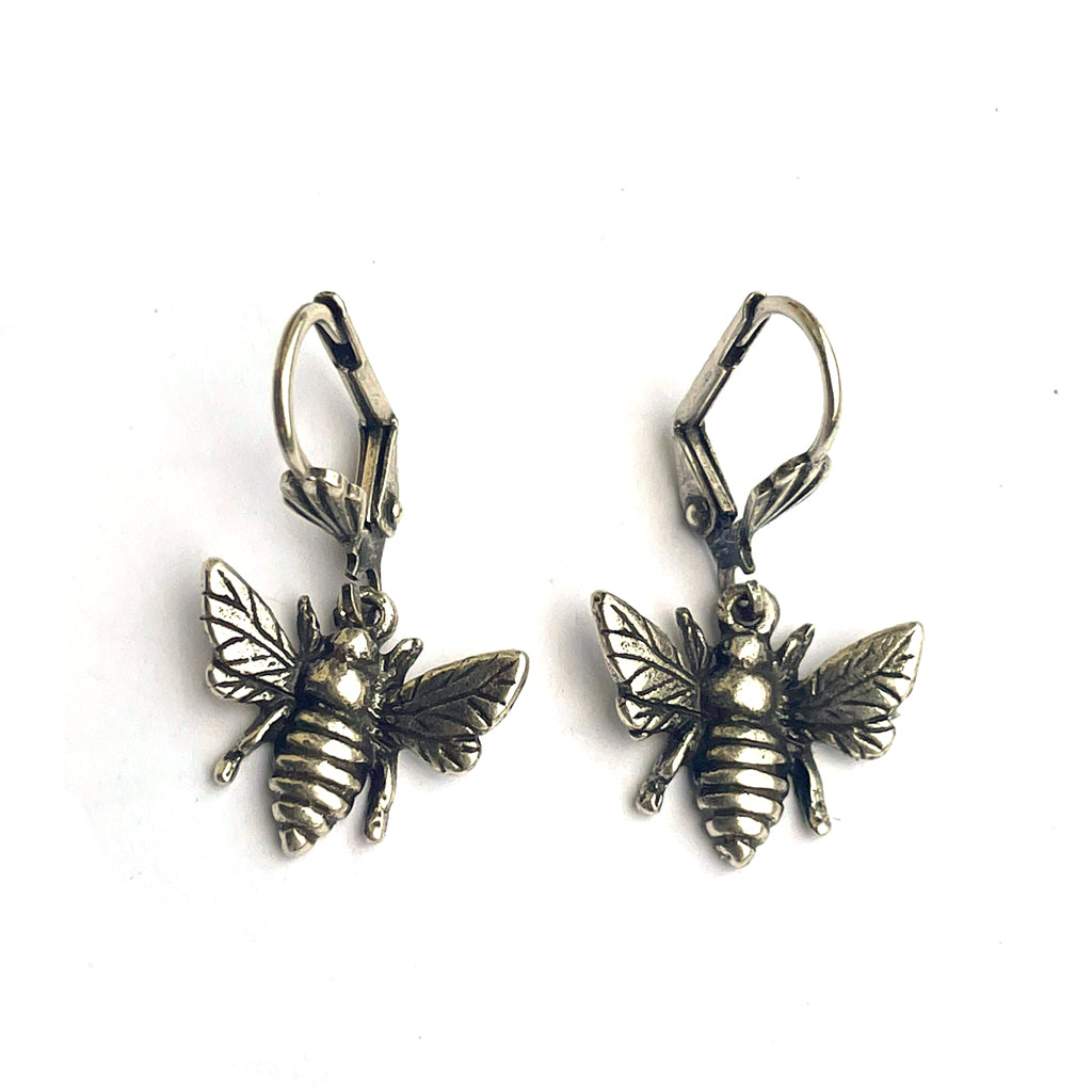 Bee Earrings - Pewter