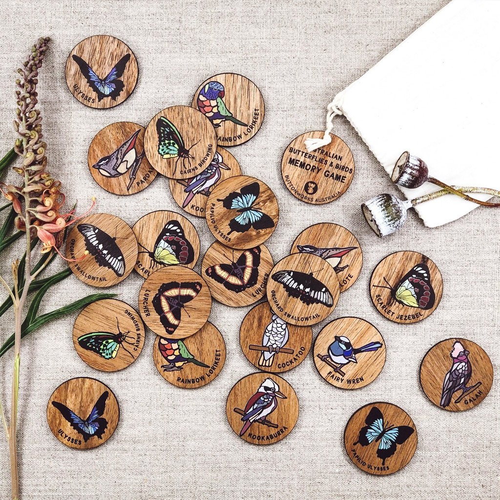 Birds and Butterflies Memory Game  - Buttonworks