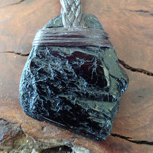 Black Tourmaline Waxed Cotton Necklace