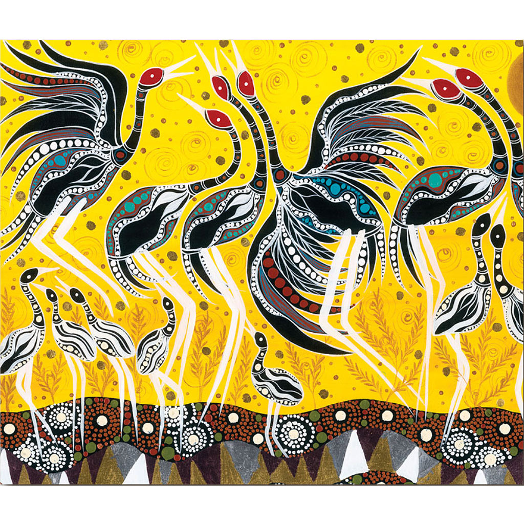 Greeting Card - Brolgas Gathering by Melanie Hava