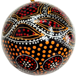 Paper Mache Christmas Ball - Lee-Anne Hall - Freedom Ride Ochre Red