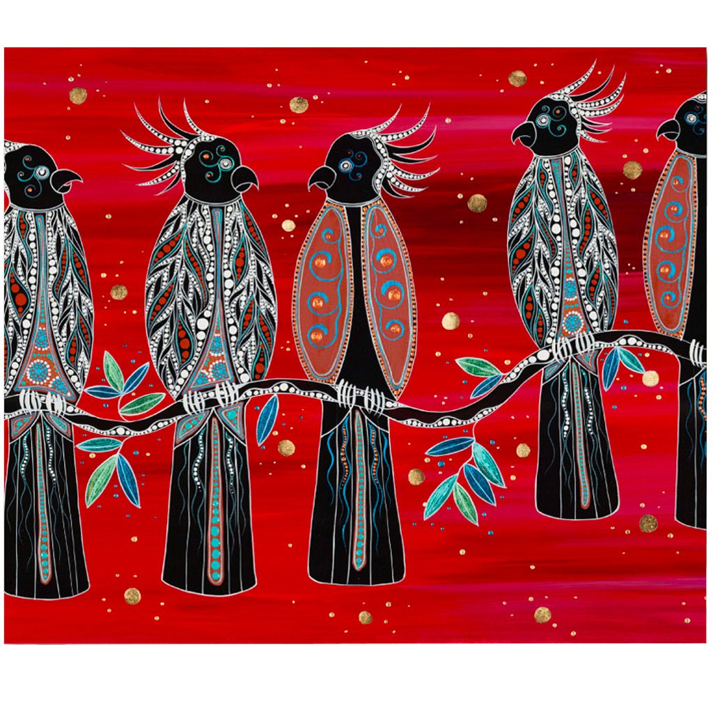 Greeting Card - Cockatoos Perched for the Night by Melanie Hava