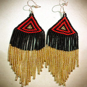 Mexican Beaded Earrings - Aboriginal Flag colours