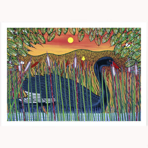 Medium Print - Gnibi in Reeds by Oral Roberts        320 x 230 mm