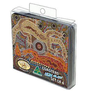 Male and Female Goanna Coasters by Ron Potter