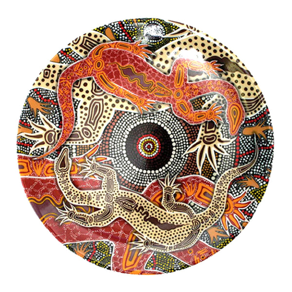 Male and Female Goanna Plate by Ron Potter - Planet Corroboree