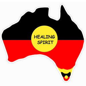 Australia Map Aboriginal Flag Healing Spirit Sticker