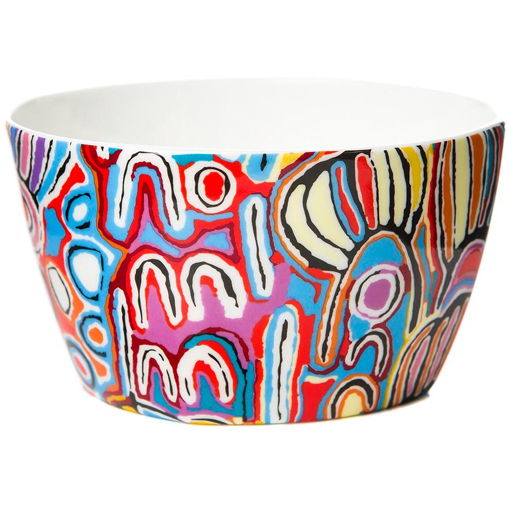 Bowl - by Judy Napangardi Watson "Mina Mina Jukurrpa"