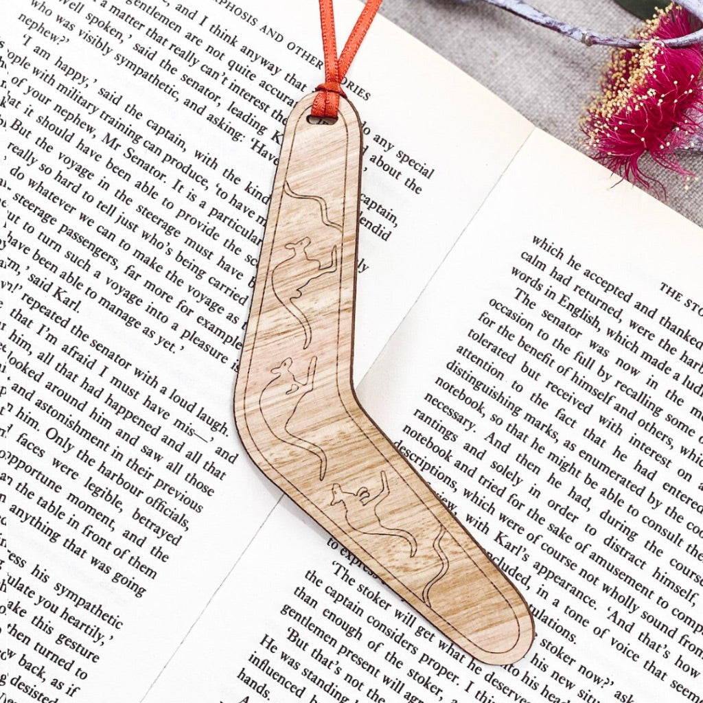 Wooden Bookmark - Kangaroo Boomerang
