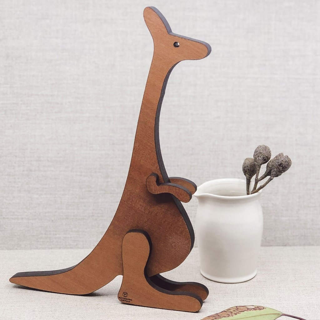 Wooden Kangaroo Sculpture