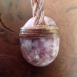 Lepidolite Waxed Cotton Necklace
