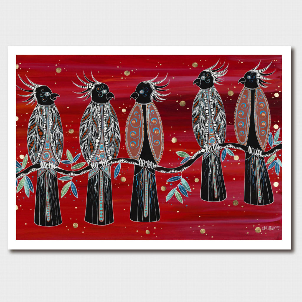 Medium Print - Cockatoos Perched for the Night by Melanie Hava