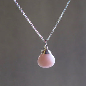 Birthstone Necklace - October - Pink Opal