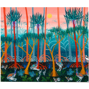 Greeting Card - Cassowaries in the Pandanus Forest by Melanie Hava