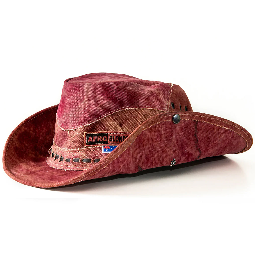 Afro Blonde Recycled Truck Canvas Hat - Red