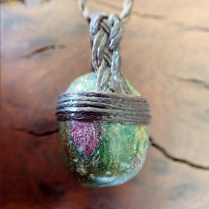 Ruby in Fuchsite Waxed Cotton Necklace