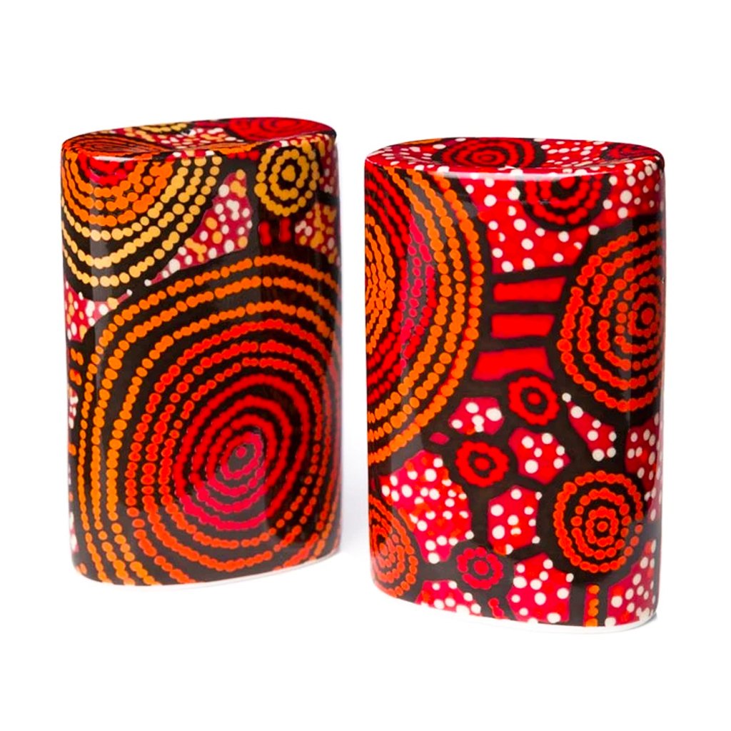 Emu Dreaming (Yankirri Jukurrpa) Salt & Pepper Shakers by Teddy Gibson