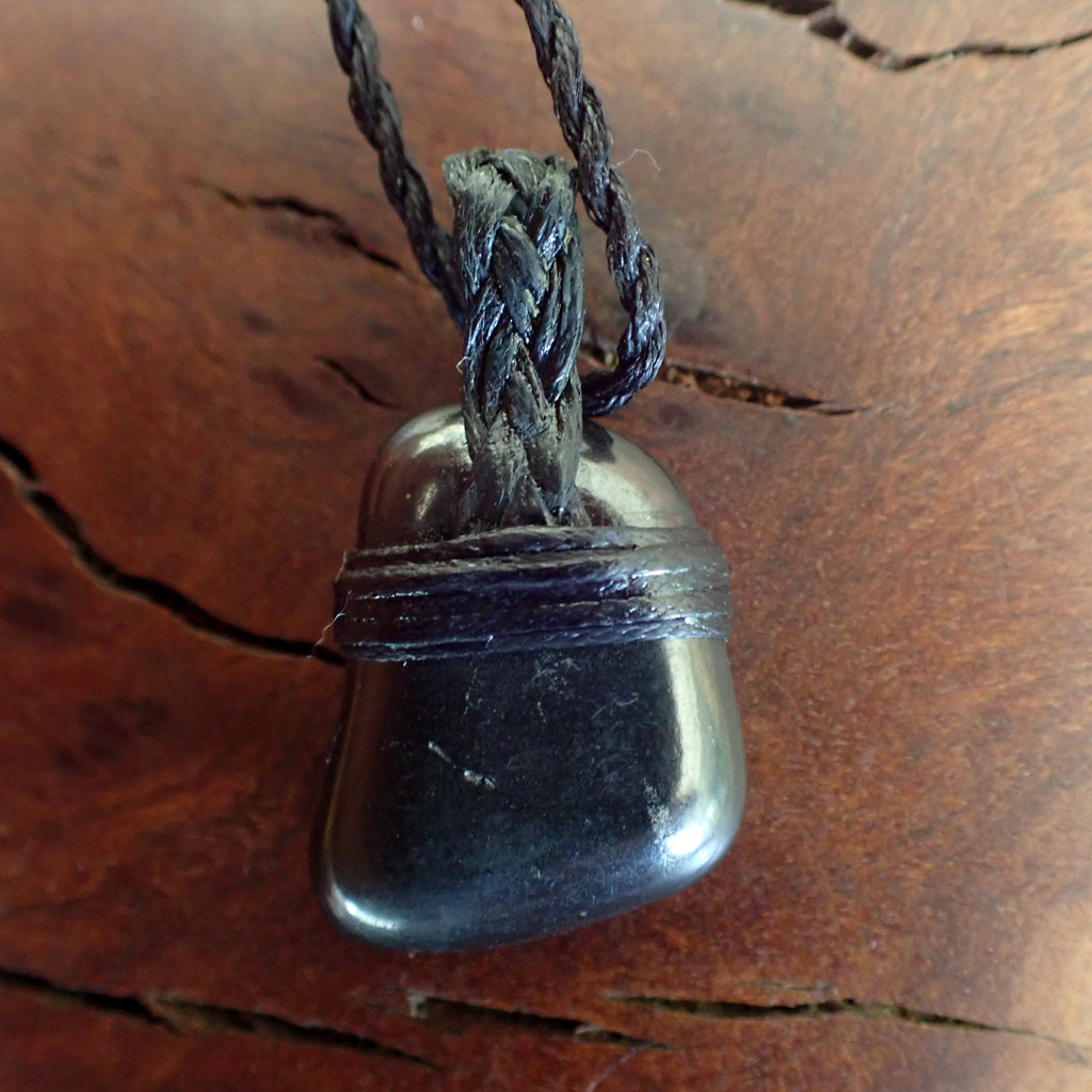 Shungite Waxed Cotton Necklace