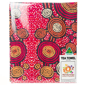 Australian Made Tea Towel -  Teddy Gibson - "Yankirri Jukurrpa" Emu Dreaming) - Ngarlikurlangu
